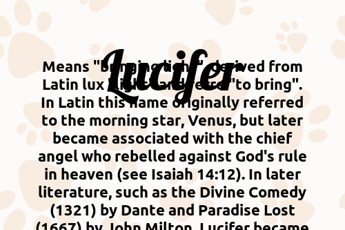 Lucifer Dog Name Meaning Popularity PupNames Lucifer Dog Name Meaning Popularity PupNames